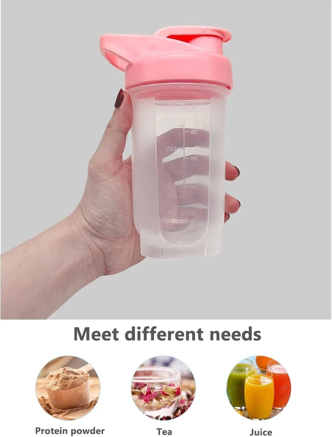 Protein Shaker Bottle, 300 Ml Capacity, BPA Free, Eco-Friendly, Durable, Whisk Balls Included, Ideal for Gym - Compatible with Popular Models, Ermaoo (2-Pack) - Blue,Pink image number 5