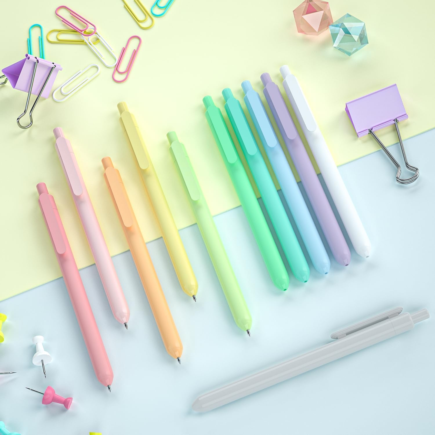 Shuttle Art Retractable Gel Ink Pens, 11 Pack Black Ink Pens, Cute Pens 0.5Mm Fine Point for Writing Journaling Taking Notes School Office Home