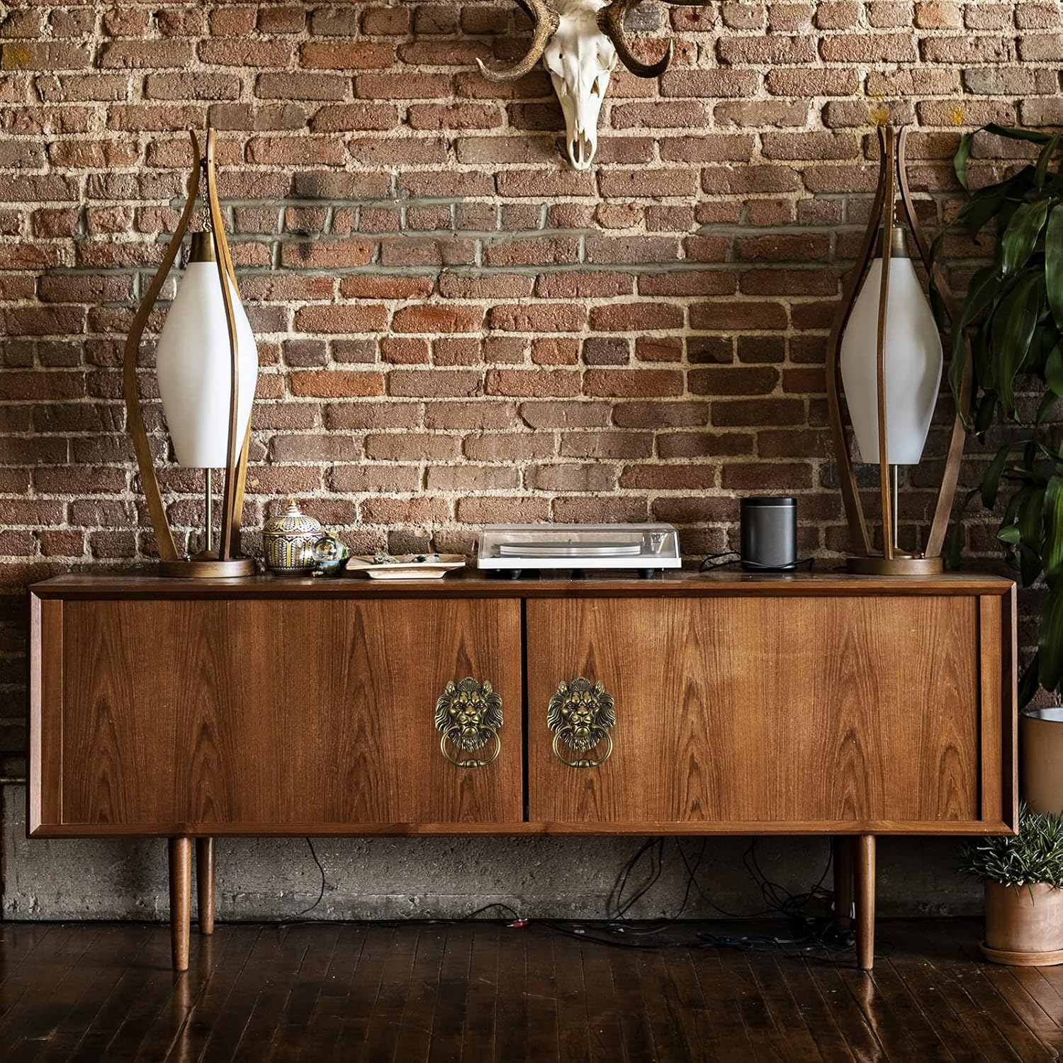 MOLIGOU Lion Head Door Knocker, 6 Inch Decorative Front Door Knocker, Antique Lion Door Ring Pull Handle (Antique Bronze) - Silver image number 5