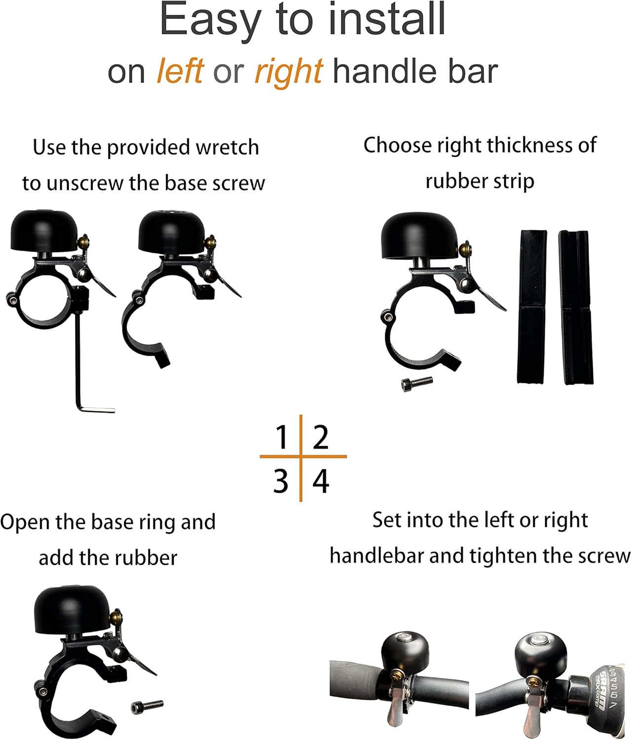 Brass Bike Bell Pro, All Metal Body, Loud Decent Tone Bicycle Ring Bell for Adults and Kids, Fits 0.79 to 1 Inch Bicycle Handlebars