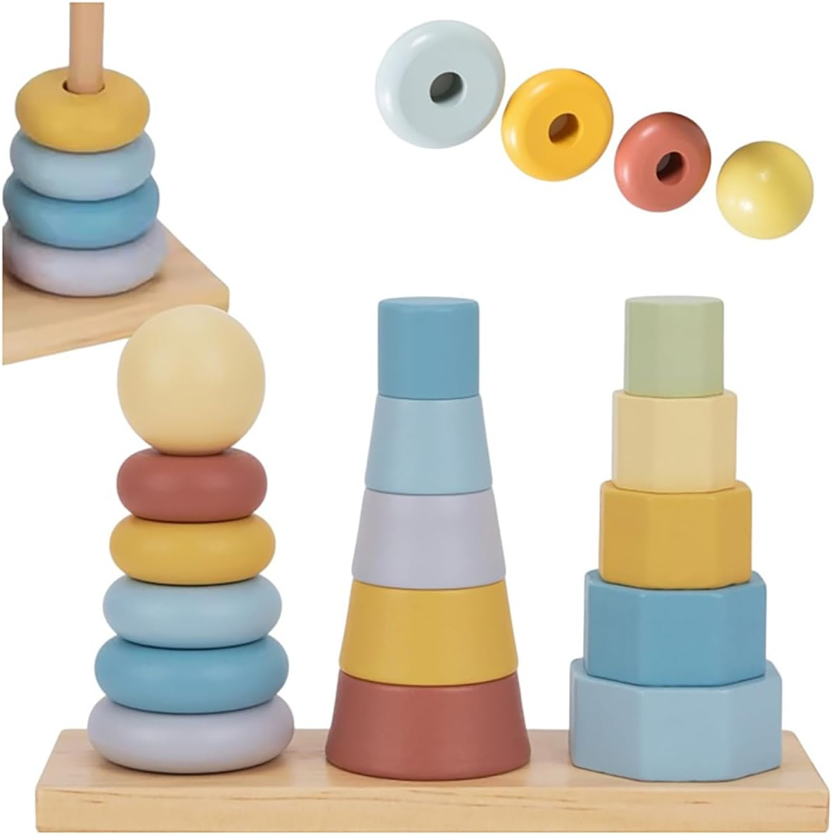 Tooky Toy TKF008B My Forest Friends Shape Tower: Quality Wooden Shape Sorter for Ages 18 Months+ image number 4
