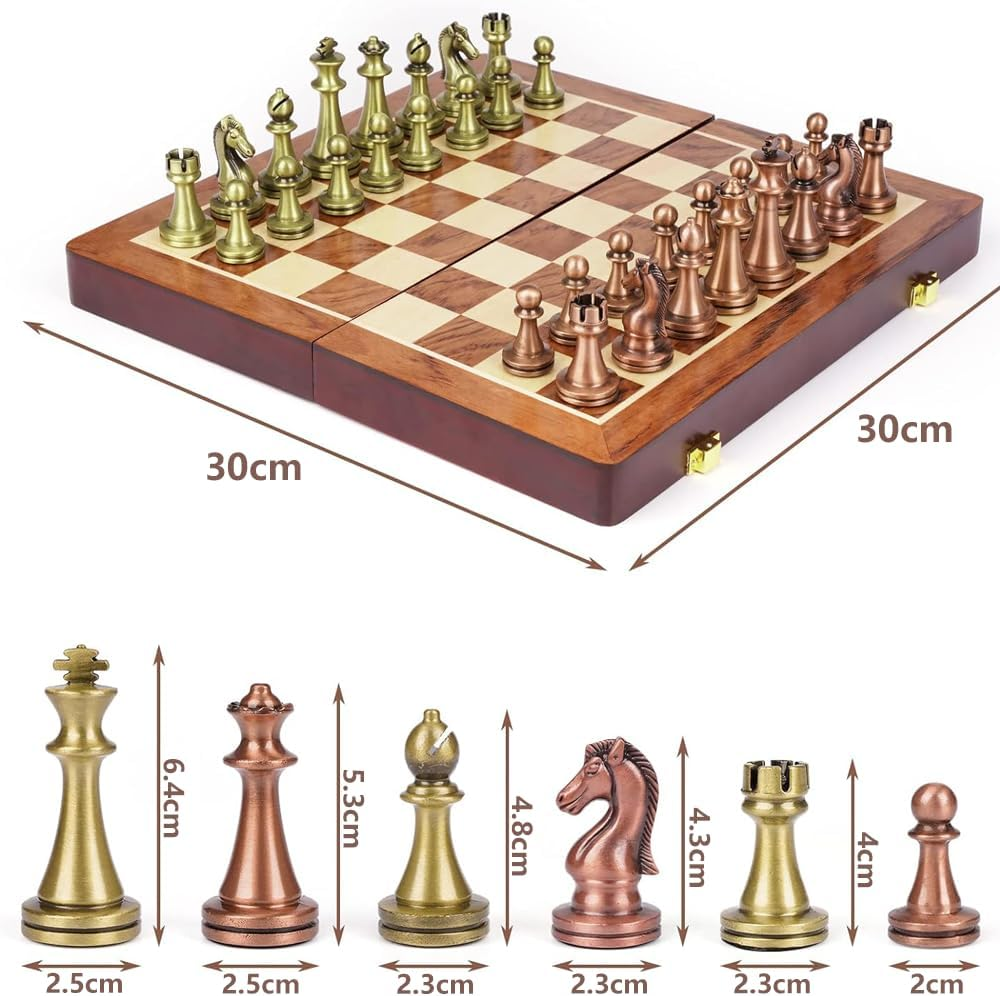 CPDES Large Retro Metal Chess,Folding Chess Board,Luxury Chess Is Perfect for Giving to Family or Friends, Style 2 image number 4