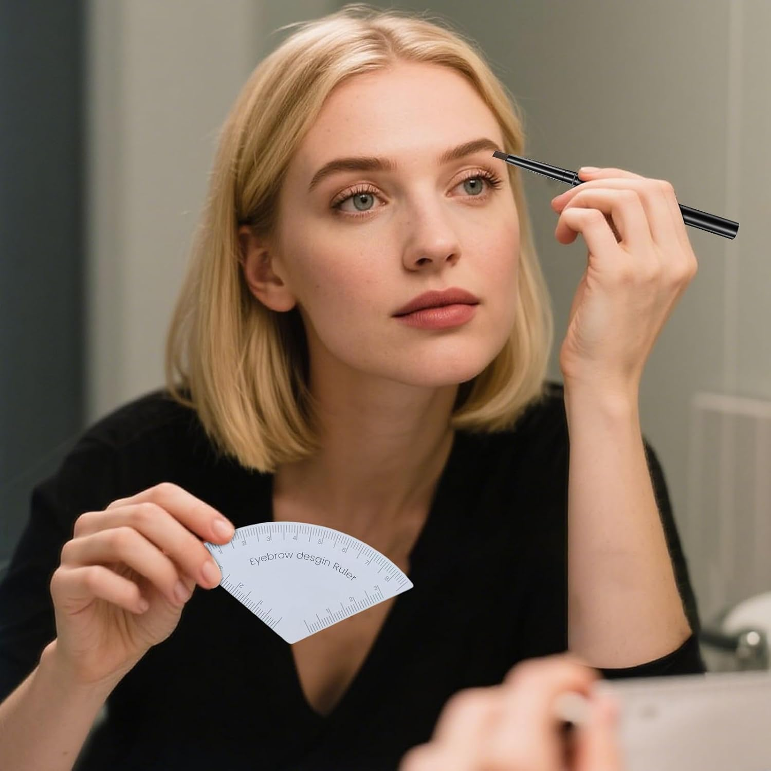 Lmyit Eyebrow Ruler Mapping - Brow Measuring Shaper Tool,Reusable Brow Shaper Makeup Accessories for Travel Professional Beauty Salon Home Vacation image number 2