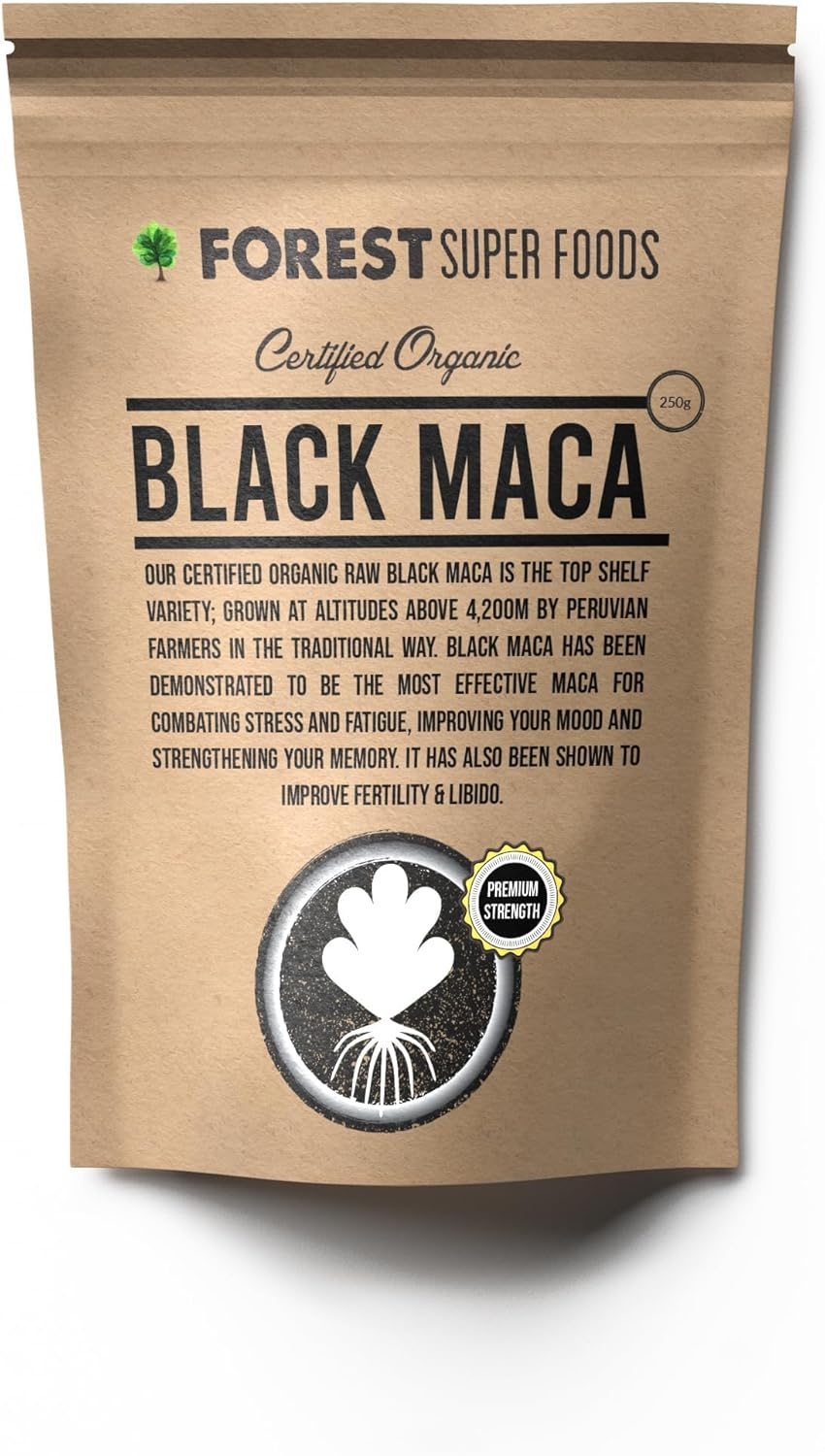 Forest Super Foods Certified Organic Potent Black Maca Root Raw 250G | 100% Pure | the Most Potent Maca Variety - 3500Mg per Serve image number 2