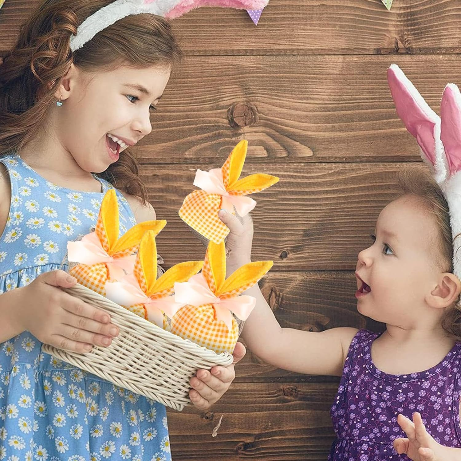 Easter Bunny Treat Bags,Bunny Ears Goodie Bags Candy Storage | 5X Gift Pouches Reusable with Bow, Party Favors, Easter Decorations Party Supplies for Packaging - A image number 3