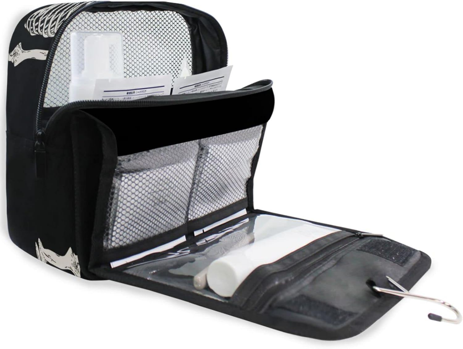 Hanging Toiletry Bag for Women Men, Portable Makeup Bag Organizer Cosmetic Bag for Purse Pouch Waterproof Travel Essentials Large Wash Bag for Kids Girls, Skull, One Size, Fashion image number 1