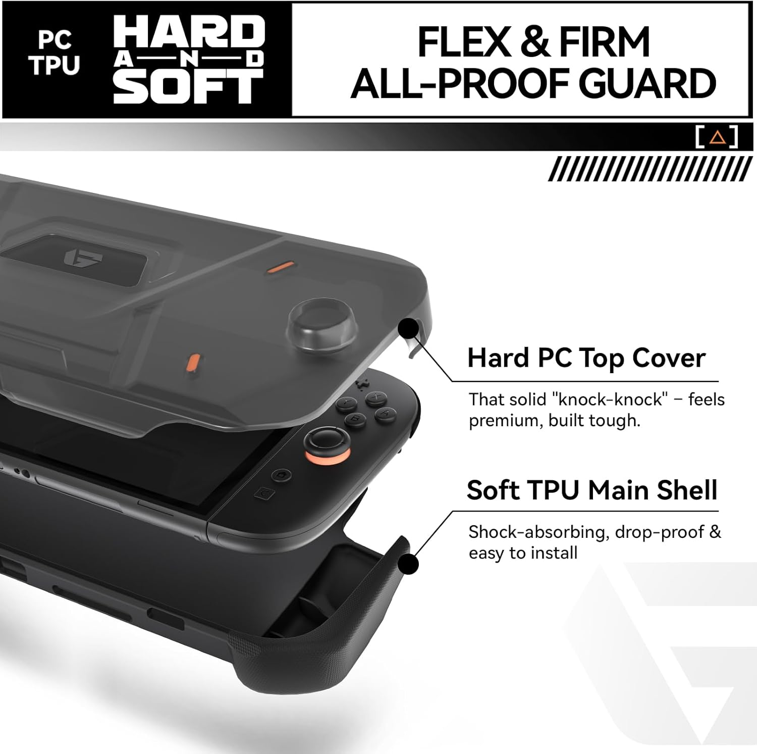 G.S.TAC Slim Hard Case Compatible with Switch 2 (2025), Anti-Scratch TPU Grip Protective Cover for Switch 2 with Hard Dust Cover, Black image number 4