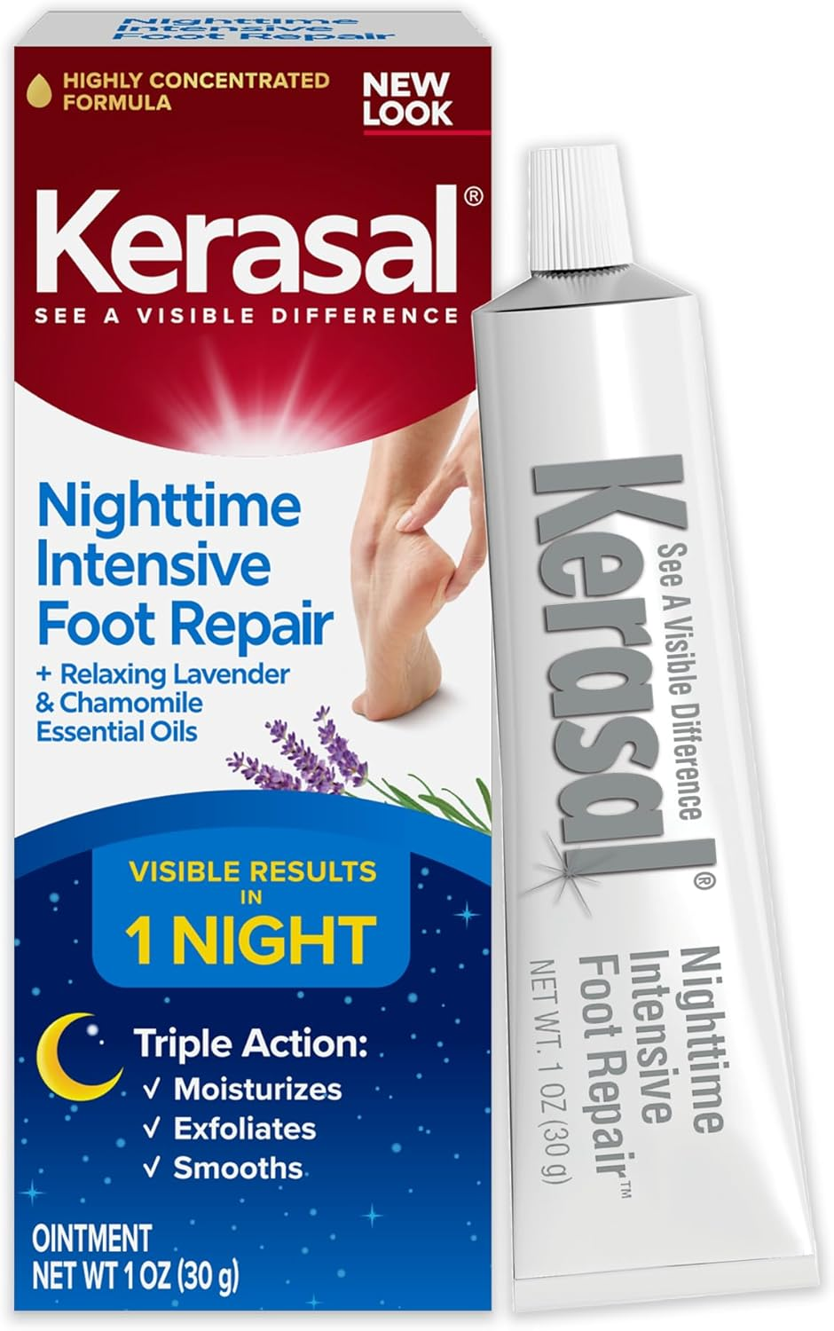 Kerasal Nighttime Intensive Foot Repair, Skin Healing Ointment for Cracked Heels and Dry Feet, 1 Oz image number 5