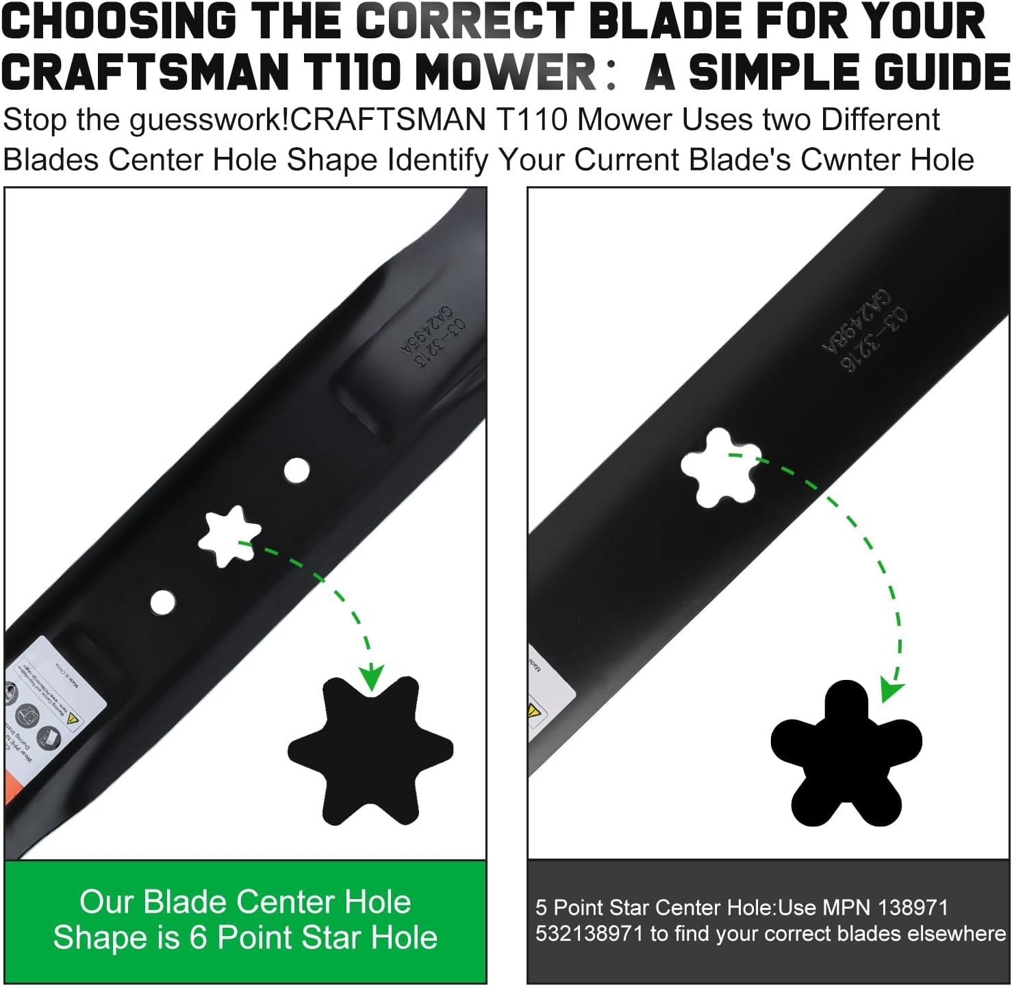 Grasscool 942-04308 Mower Blades for Troy Bilt Pony Bronco Mustang Zero Turn Cub Cade XT1 RZT42 42'' Deck Mower Replace for 942-04308A 742-04312 942-04312 Hi Lift image number 4
