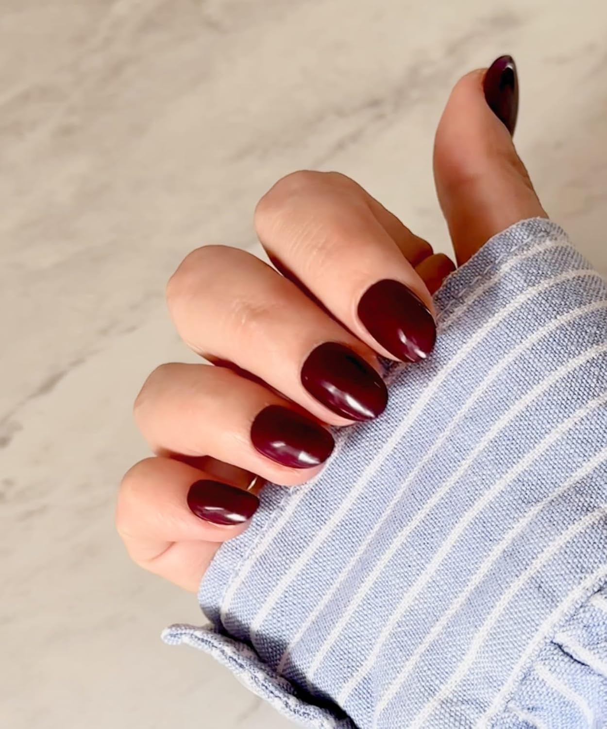 NKA Press-On Nails Kit, 30 Soft Acrylic Nails in 15 Sizes with Nail Glue, Sticky Tabs, Prep Tools & Reusable Case &ndash; Long-Lasting, Salon Look, Short Oval Plum image number 5