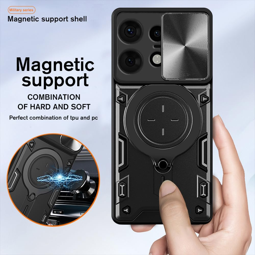 For Motorola Edge 50 5G (6.7 Inch) Case Shockproof with Back Camera Slide Window Cover, FORZARMOR Ring Kickstand Armor Military Rugged Cover (For Edge 50, Black) image number 5