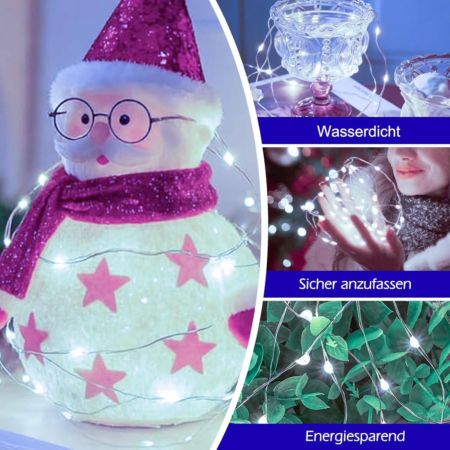 ENLACE Pack of 2 LED Fairy Lights Battery with Timer, 2 M 20 LED Copper Wire Fairy Lights Indoor Battery Operated, White Micro Fairy Lights for Wedding, Children'S Room, Christmas, Party Decoration image number 6