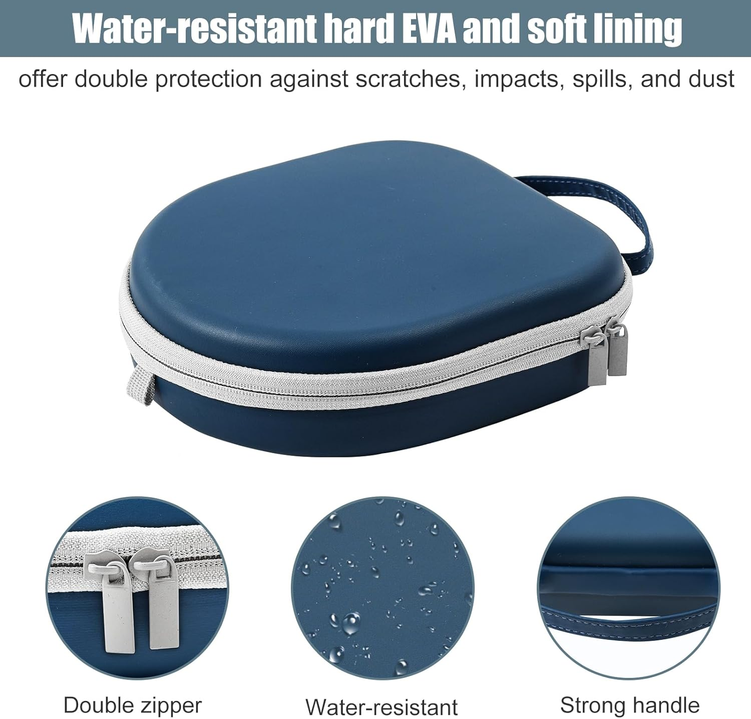 Procase Hard Case for Sony WH-CH720N/ WH-CH710N/ WH-CH520/ WH-CH510/ WH-1000XM5/ WH-1000XM4/ WHXB910N/ Bose 700 Noise Cancelling Wireless Headphones, Travel Carrying Bag with 2 Dust Covers -Navy image number 6