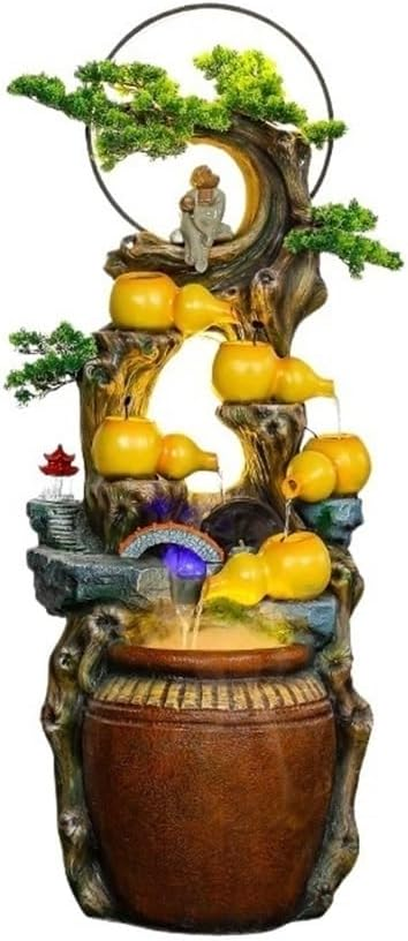 Outdoor Fountain Flowing Water Generates Wealth Fountain Living Room Front Desk Foyer Circular Scenery Office Floor Standing Gourd Ornaments image number 5