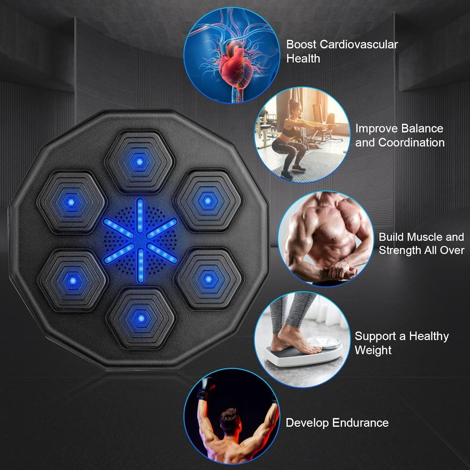 Smart Music Boxing Machine,Yueme 9 Training Modes Led Boxing Machine,Can Play Music and Connect to Bluetooth Music Boxing Machine Wall,For Home Exercise image number 6