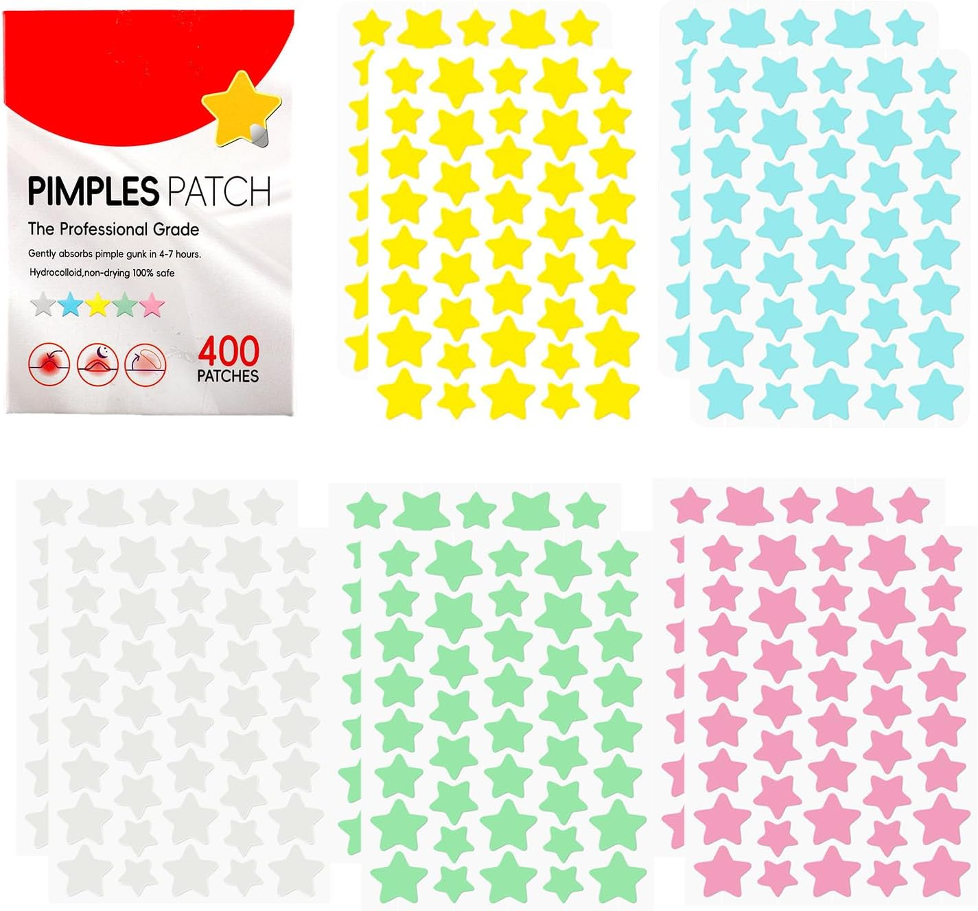 400 Pcs Pimple Patches for Face, Hydrocolloid Patch Starface Pimple Patches with Tea Tree Oil for Day and Night Use, Invisible Zit Targets Suitable for Young People, Student, Stay up Late, Traveling image number 5