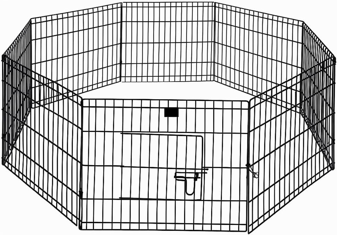 Spendeal 8-Panel Pet Playpen, Black Portable Animal Enclosure for Dogs, Cats, Rabbits, Indoor Outdoor Fence, Foldable Exercise Kennel, Secure Barrier for Puppies, Small Pets, Yard, Camping Use image number 4