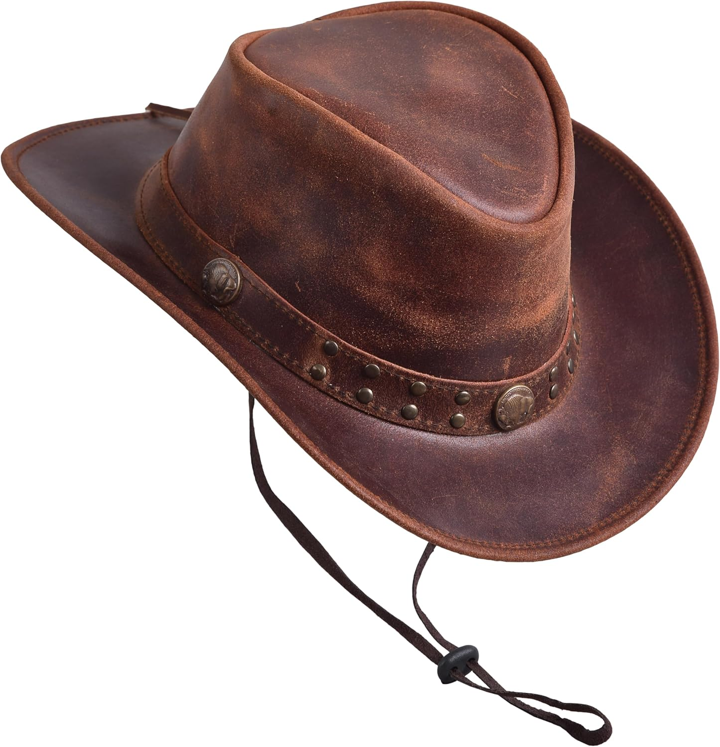 Sidewinder Shapeable Outback Hat Style Leather Cowboy Old Style Hat for Men and Women Western Wide Brim Vintage