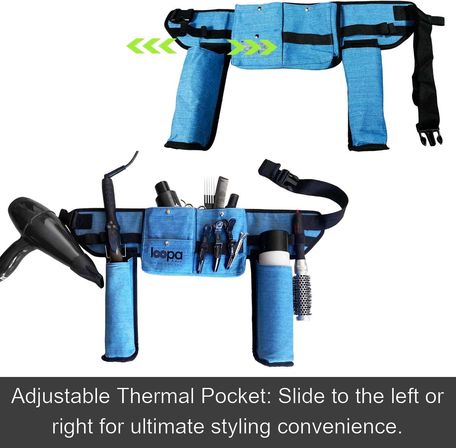Mobile Hair Stylist & Hairdresser Tool Belt: Organized Storage & Quick Access with Thermal Pocket for Curling Irons, Hair Dryers, & Hairspray &ndash; Perfect for On-The-Go Stylists