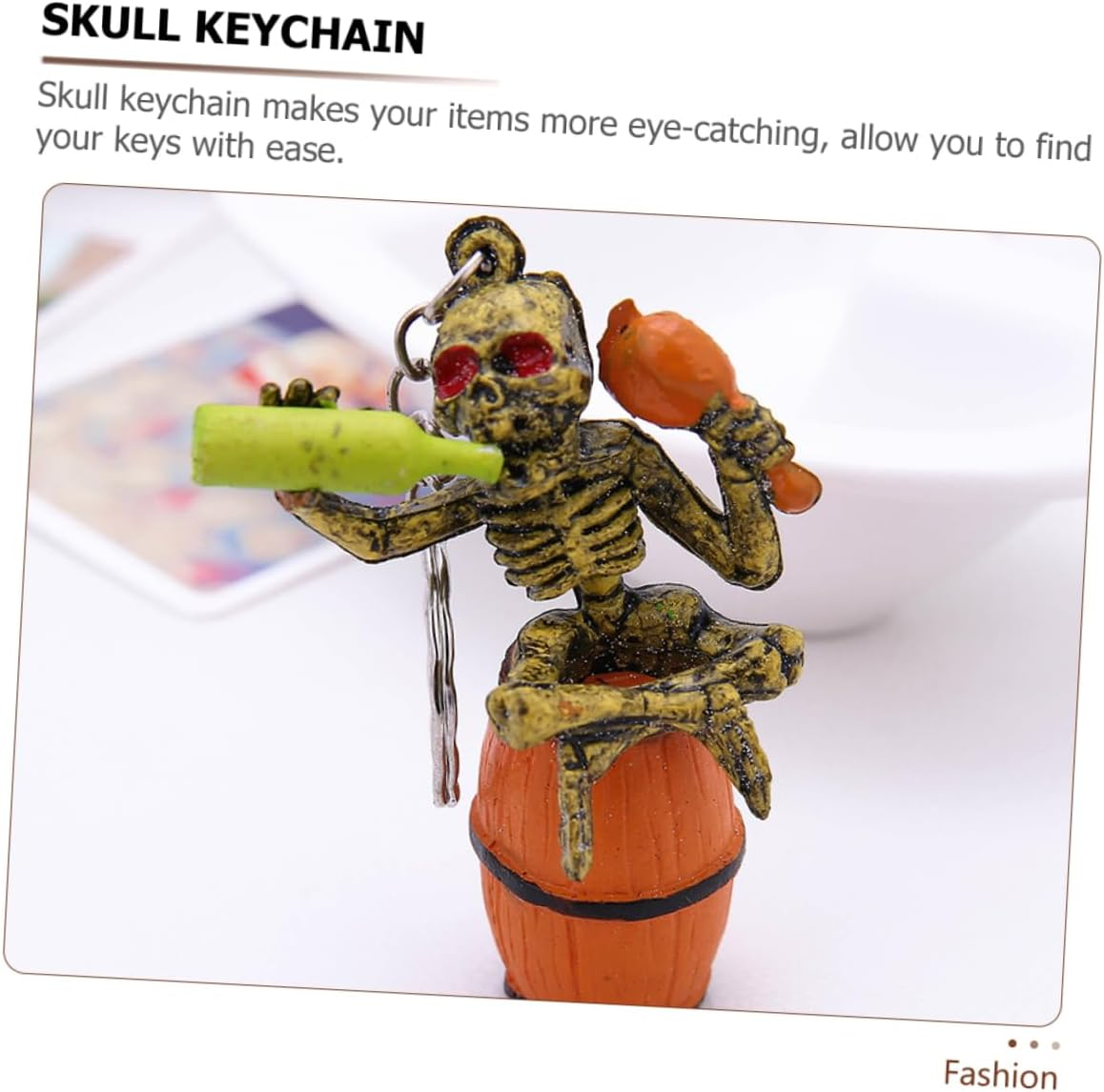 WOFASHPURET 2Pcs Skull Keychains for Men Creative Halloween Keychains Unique Hanging Pendant for Car Keys and Bag Decoration For image number 2