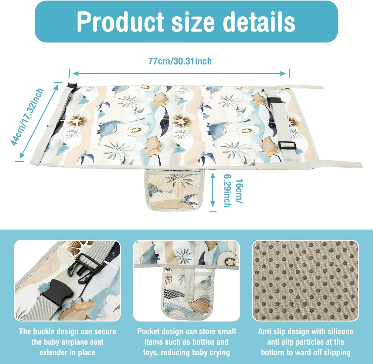 Toddler Airplane Travel Bed, Plane Travel Essentials, Airplane Seat Extender for Kids for Flying Long Flight Traveling (Dinosaur) - Racing image number 2