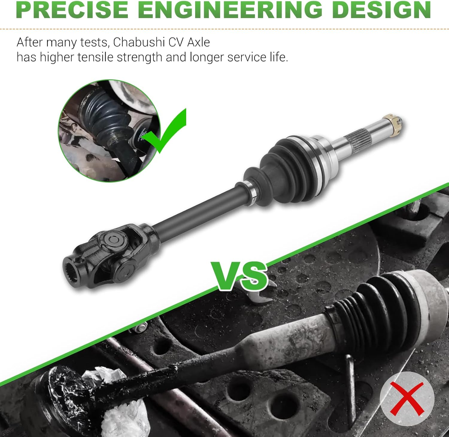 Chabushi Front CV Axle Shaft & Wheel Bearing Kit for Polaris Sportsman 400 500, Magnum 325 2000-2002, Big Boss 500 6X6 1998 1999, Xpedition 325 2000-2002 Left or Right image number 3
