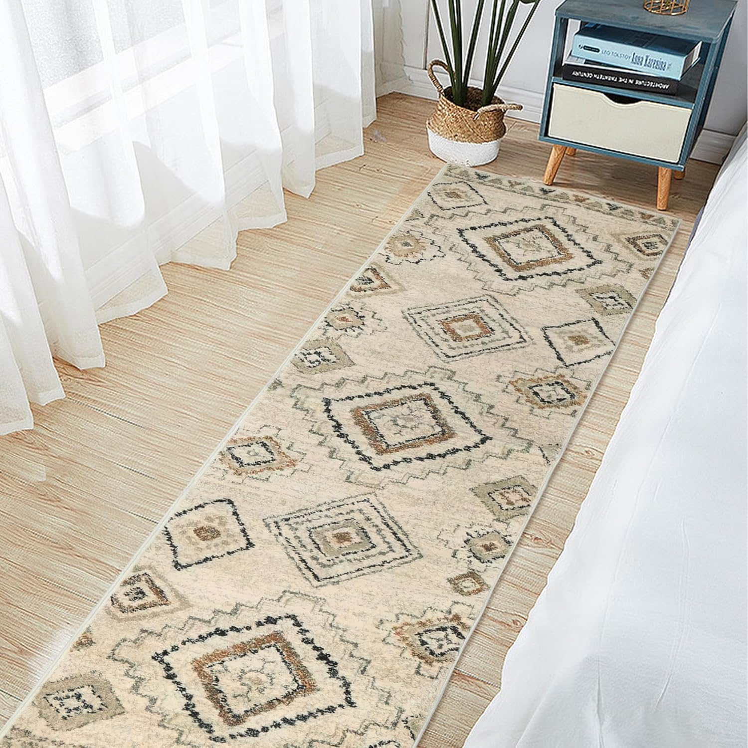 MARLOW Runner Rugs, 180X60Cm Anti-Slip Area Rugs,Low Pile Soft Entry Carpet Washable - Versatile for Hallway, Bedroom, Kitchen, Dining Room, Living Room, Study (Cream)