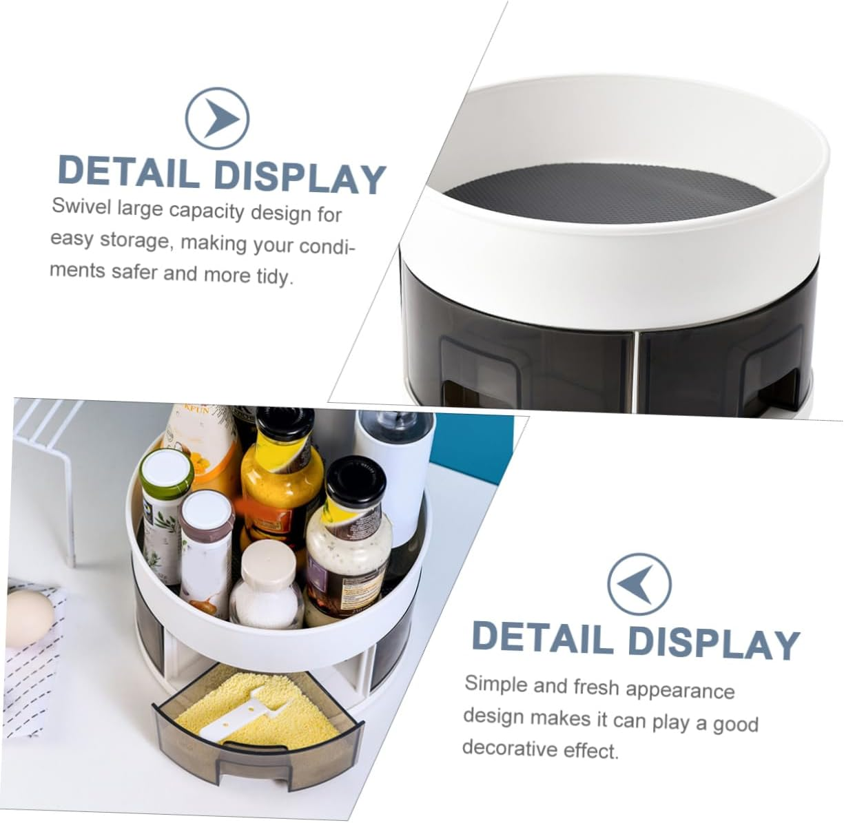 CIYODO Double Layer Spice Rack Rotating Storage Organizer for Kitchen Countertop for Seasoning Organizer Rack and Pantry Organisation image number 1