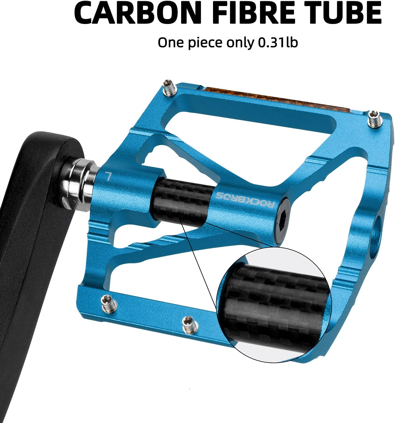 ROCKBROS Mountain Bike Pedals MTB Pedals with Reflector Aluminum Bike Platform Pedals 9/16 Road Bicycle Pedals for Adults Sealed Bearing Lightweight Cycling image number 1