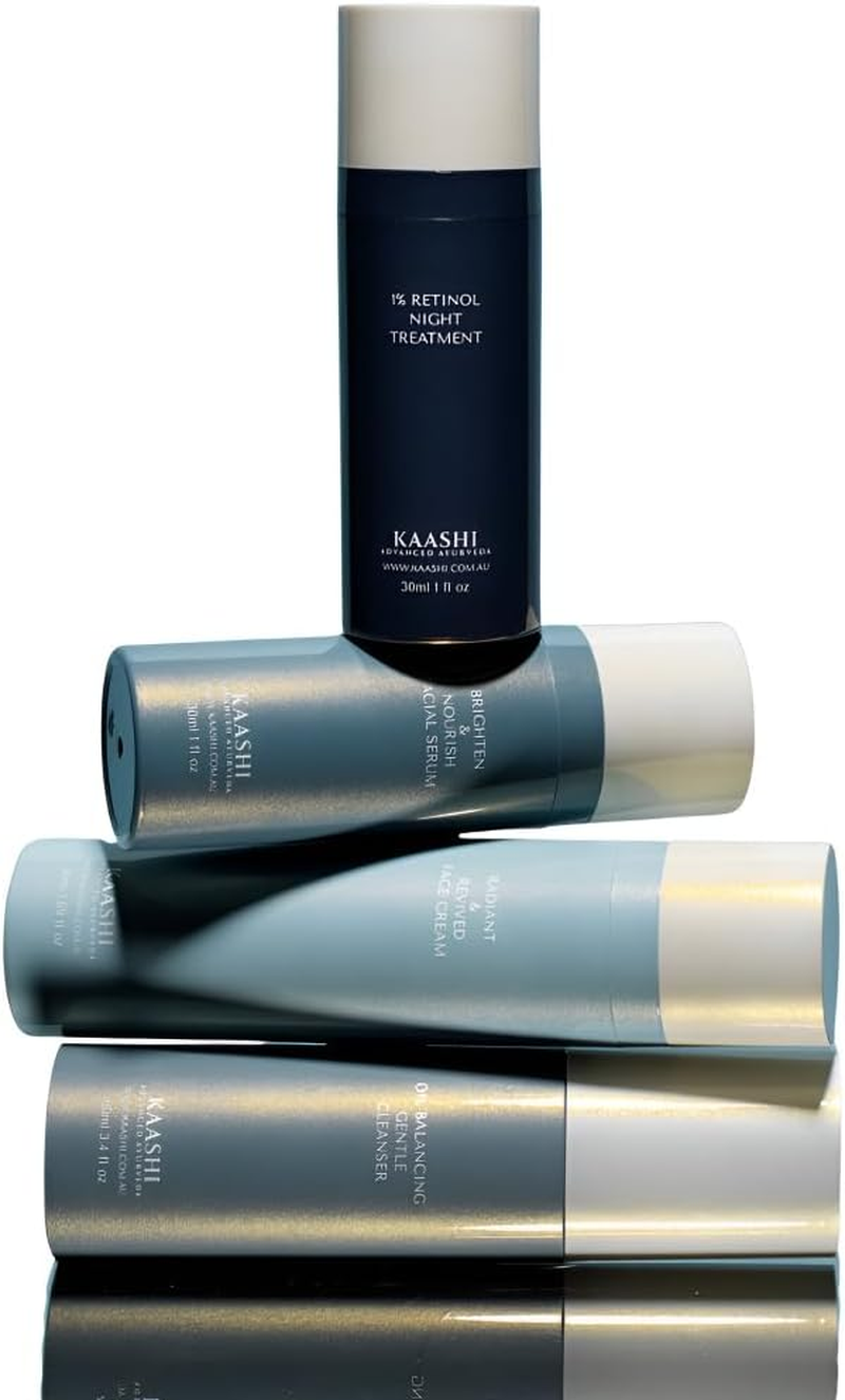 KAASHI Essentials Skincare Bundle &ndash; 4-Step Facial Kit with Cleanser, Brightening Serum, Retinol Night Treatment & Hydrating Moisturiser &ndash; Anti-Ageing, Acne Control, Glowing Skin Care Routine image number 3