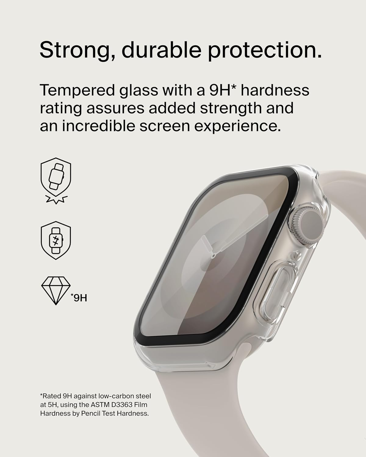 Belkin Temperedcurve Screen Protector for Apple Watch Series 8 with Edge-To-Edge Coverage & Protective Bumper - Tempered Glass Screen Protector, Apple Watch Accessories - Clear image number 1