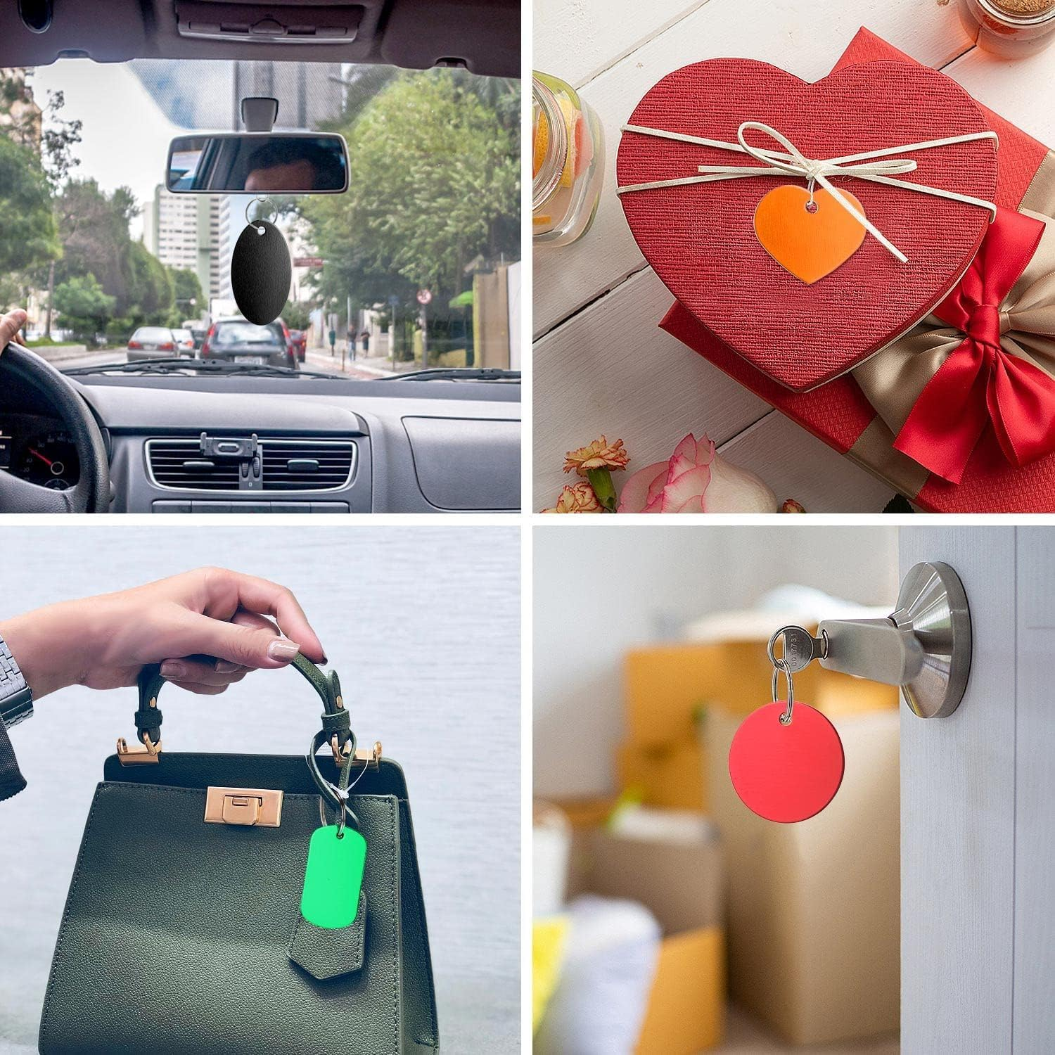 30Pcs Blank Dog Tags for Engraving, Aluminum Pet ID Tags with Rings for DIY Craft Pendant with Hole for Dog Cat Name Phone Number Metal Stamping Tags