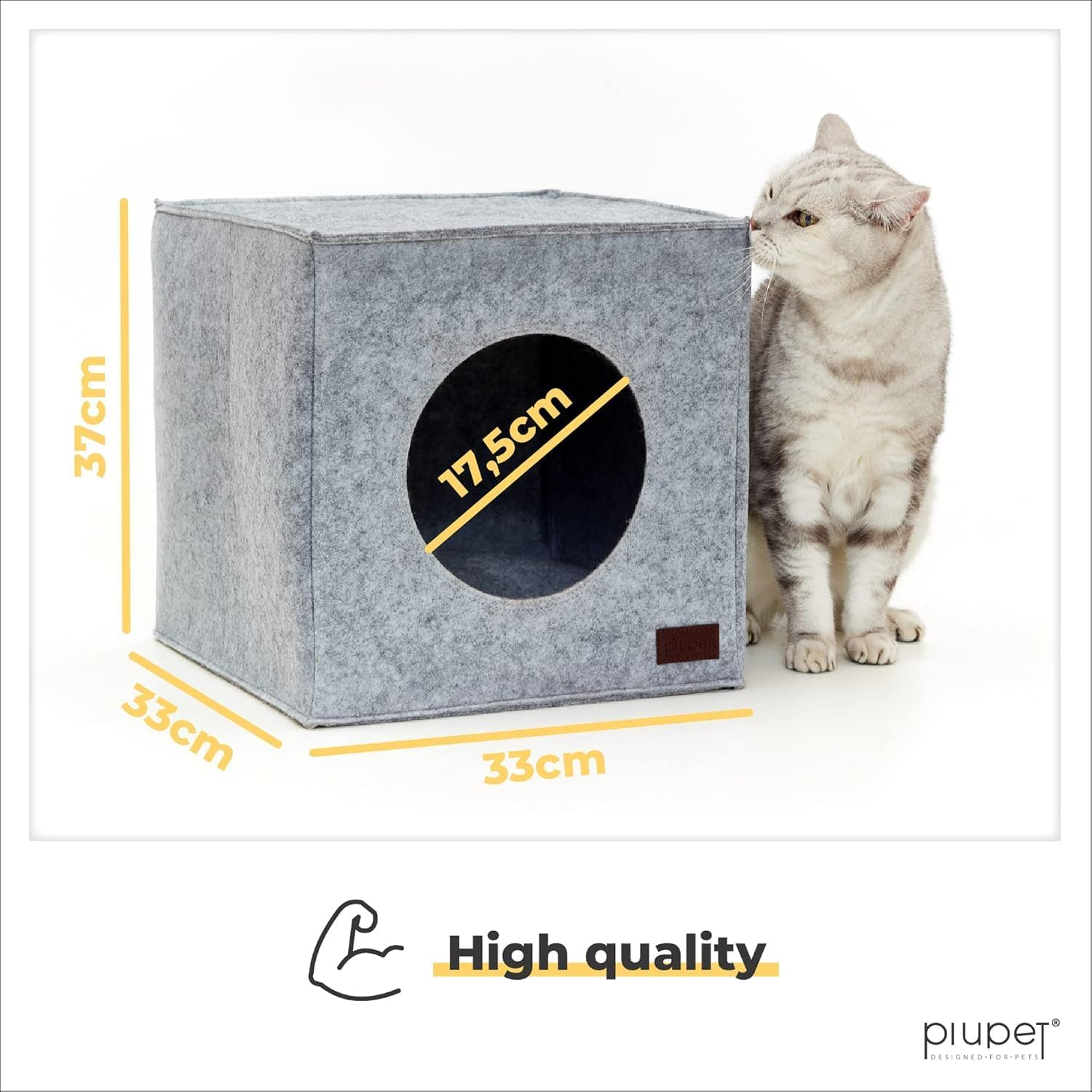 Piupet&reg; Cat Den with Cushion, Suitable for IKEA Kallax & Expedit Shelves, Cuddly Cave in Grey image number 4