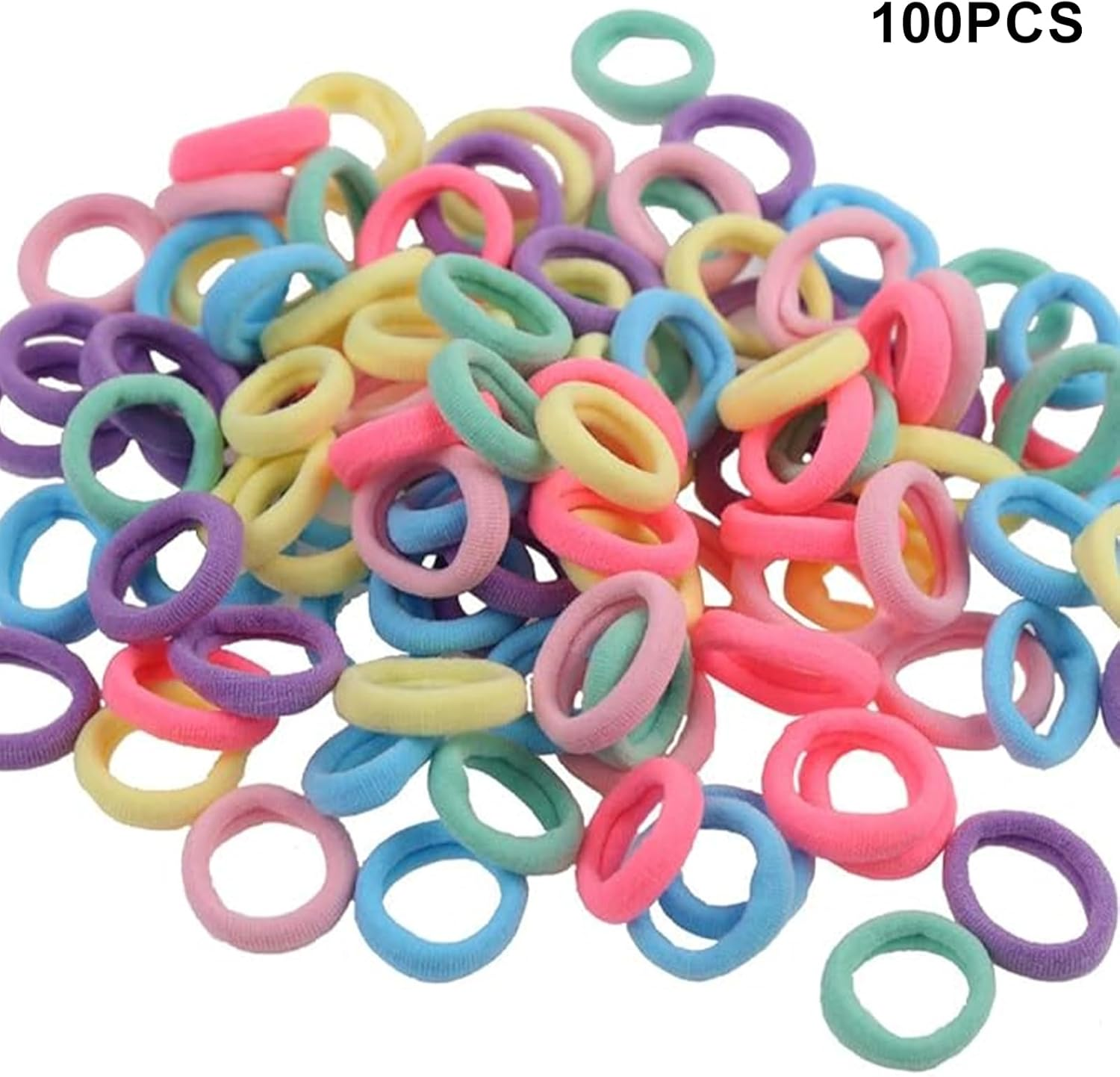 100 Pieces Candy Colors Hairbands,Baby Elastics Hair Ties,Mini Hairbands for Baby Kids and Girl Kids image number 6