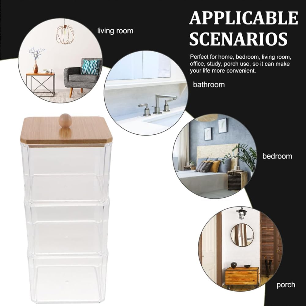 HYAVIA 4 Set Hair Accessories Organizer &ndash; Stackable Hair Tie & Scrunchie Holder, Bathroom Storage Containers for Headbands, Bows, Makeup, Cotton Swabs, 3 Layer Travel Organizer Box image number 5