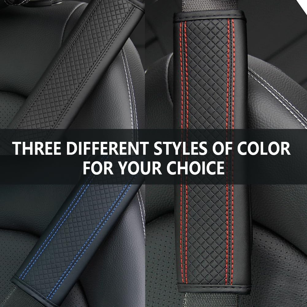 2PCS Car Seat Belt Cover Pad,Breathable Leather Seatbelt Covers for Shoulder Protection and Car Decorations,Universal Seatbelt Cushion Adding Car Seat Strap Pads Car Accessories Interior image number 6