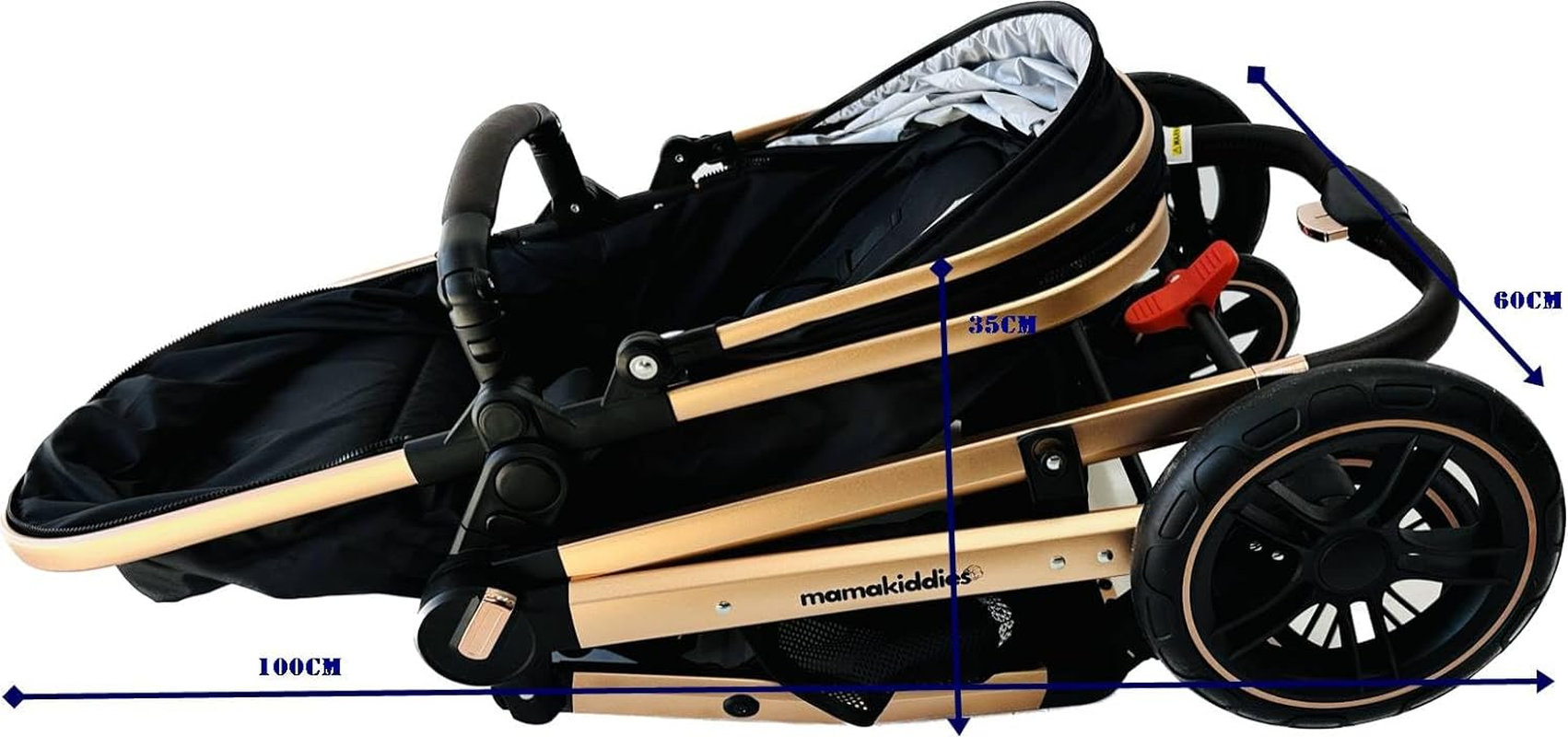 Mama Kiddies Pacto City Black Compact Convertible 2In1 Aluminium Alloy Pram Stroller Bassinet image number 1