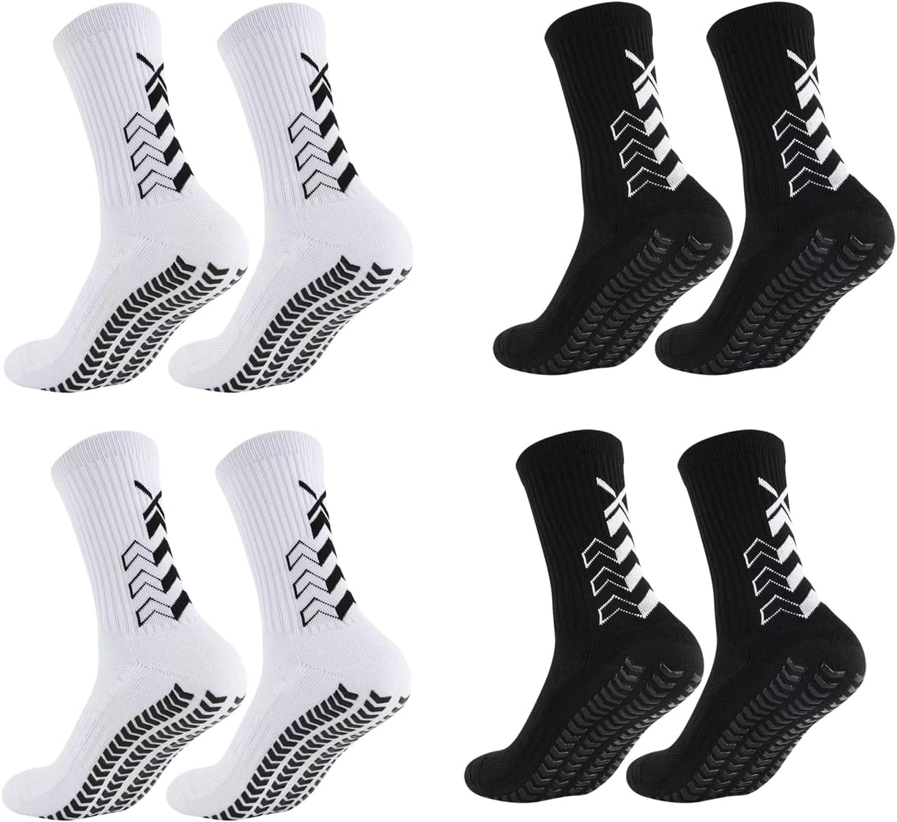 Soccer Socks Football Socks Grip Socks Non Slip Socks for Training Athletic (4 Pairs) image number 2
