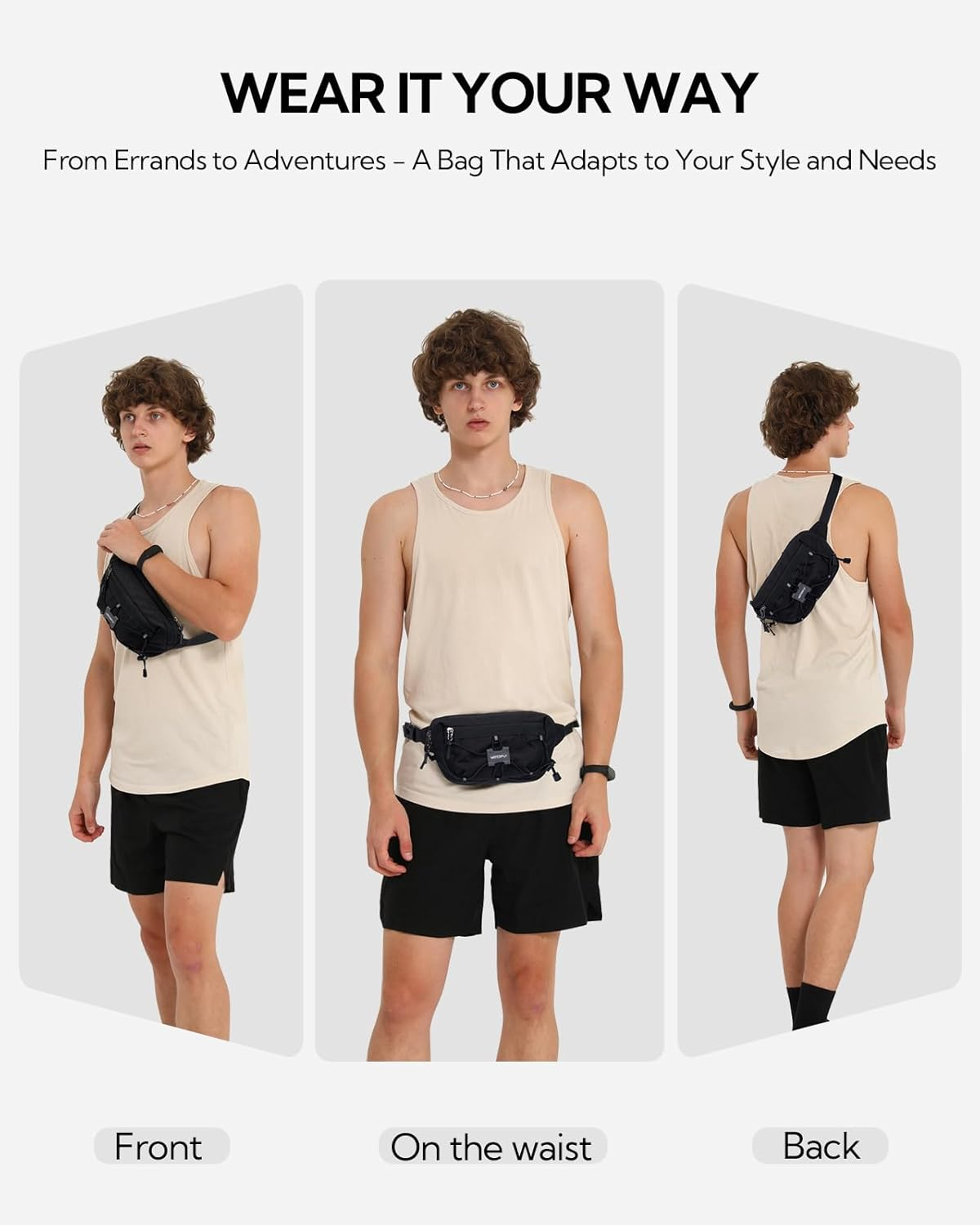 WATERFLY Lightweight Small Fanny Pack: 1.5L Mini Slim Crossbody Waist Belt Hip Bag with RFID Blocking, Anti-Theft & Water Resistant Pouch for Women Men Travel Hiking Running Walking EDC - Peacock Blue image number 6