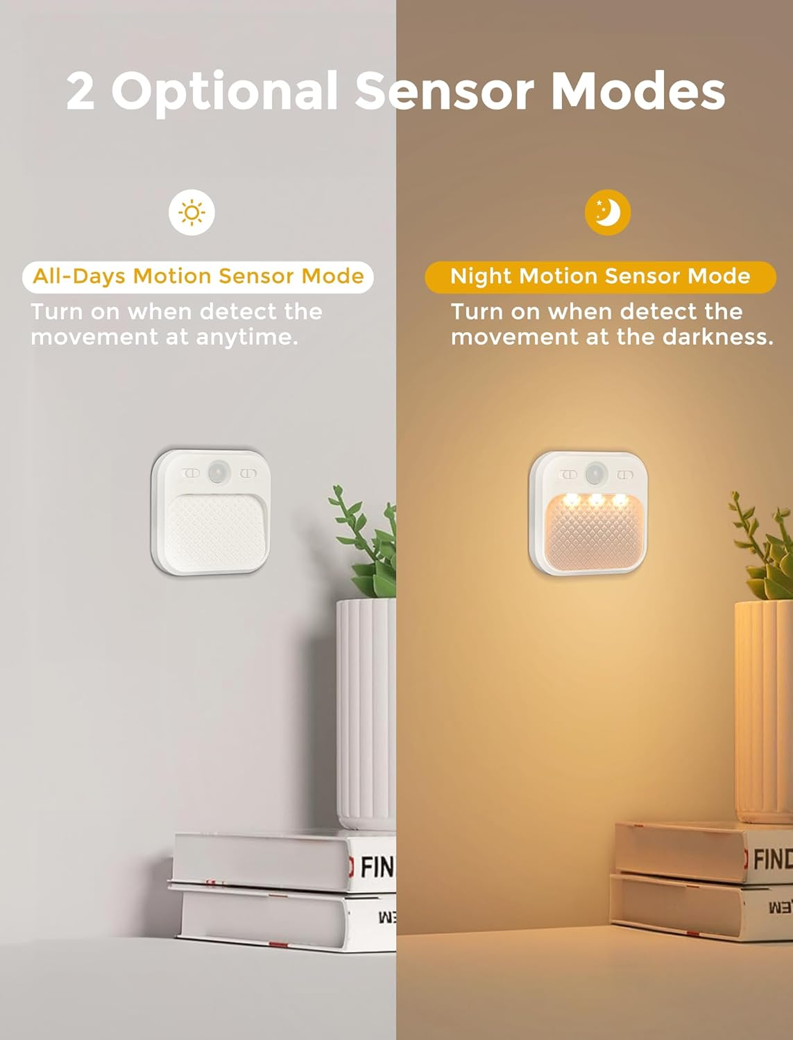 MERTTURM Night Light with Motion Sensor (30 Days Standby), Rechargeable Type-C LED Night Light Brightness Adjustable 3 Modes (Auto/Off/On), Magnetic Installation for Bedroom, Aisle, Stairs, Kitchen image number 5