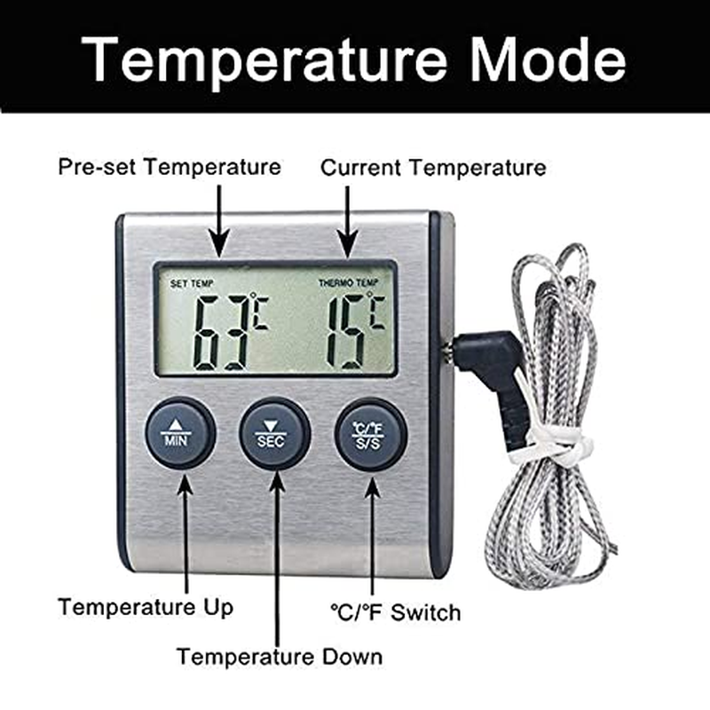 ZONADA Versatile Digital Cooking Thermometer with Probe,Timer and LCD Display image number 2