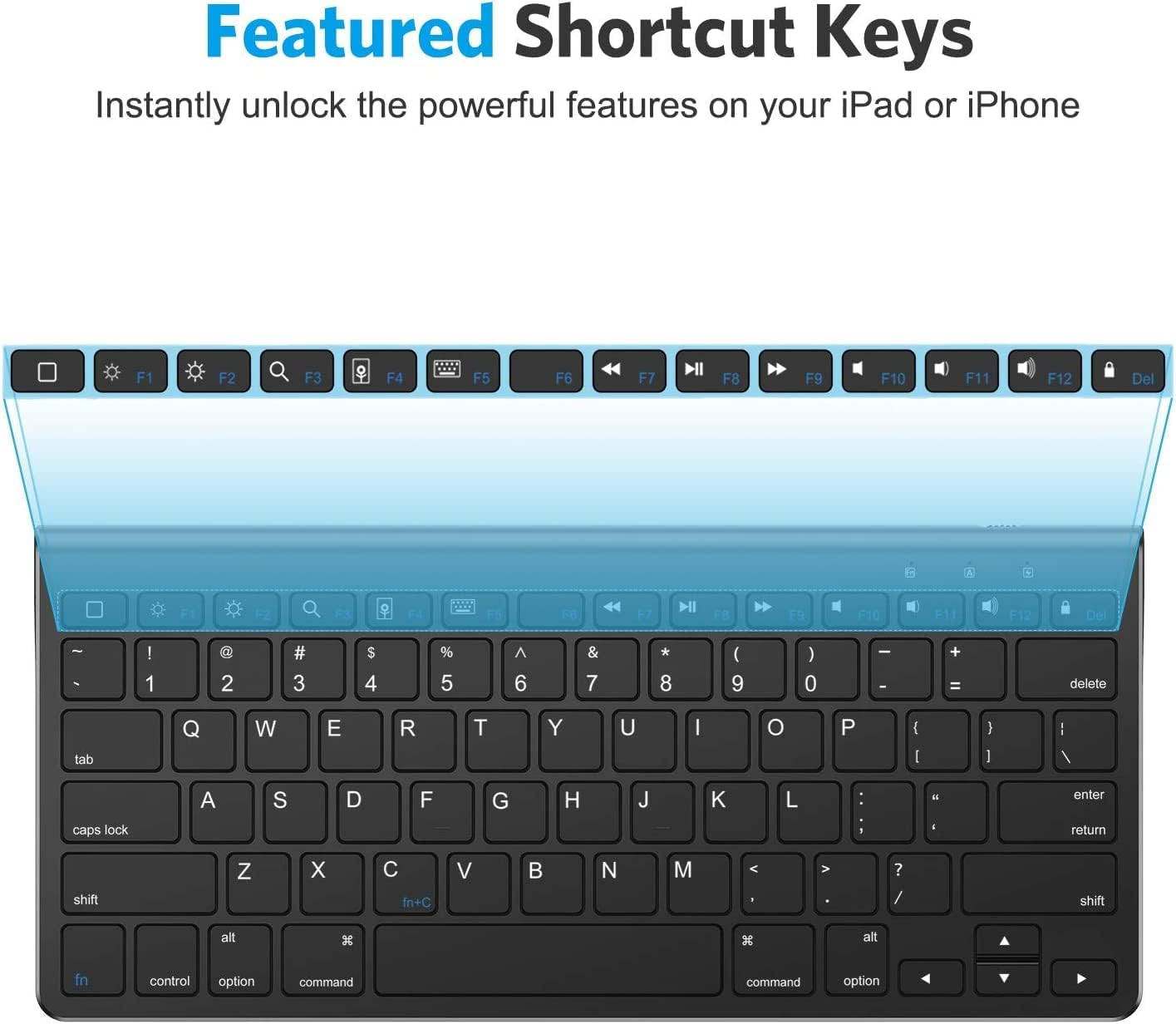 OMOTON Ultra-Slim Bluetooth Keyboard with Sliding Stand for New Ipad 2017, Ipad Pro, Ipad Mini 4/3/2/1, Ipad 4/3/2, Iphone 8/8 Plus, Iphone X and Other Bluetooth Enabled Devices (Black) - White image number 5