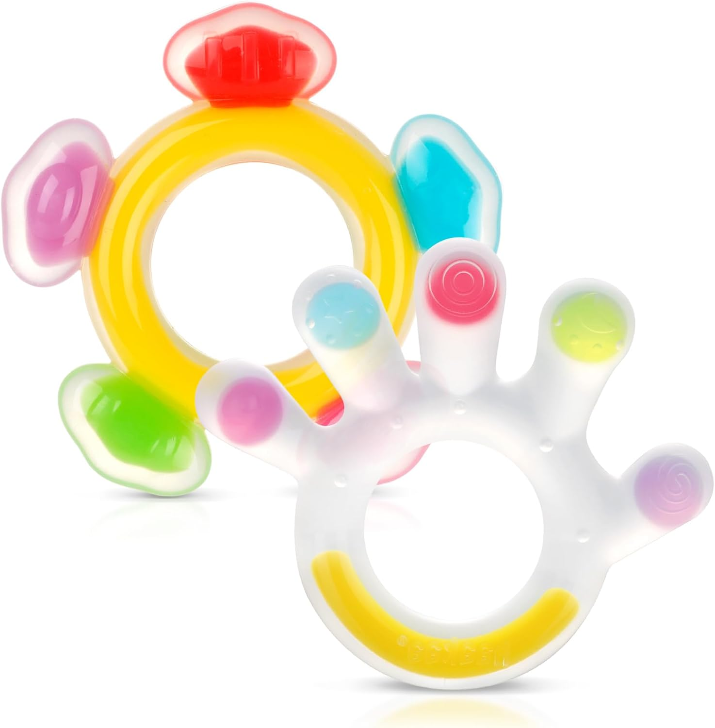 Haakaa Silicone Teether Combo - Baby Freezer Teething Toy - Soft Cold Teether - Soothe Teething Pain & Itching Gums - Perfect Size - Palm & Ferris Wheel Shape for 3M+ Babies BPA Free - 2 Pk image number 6