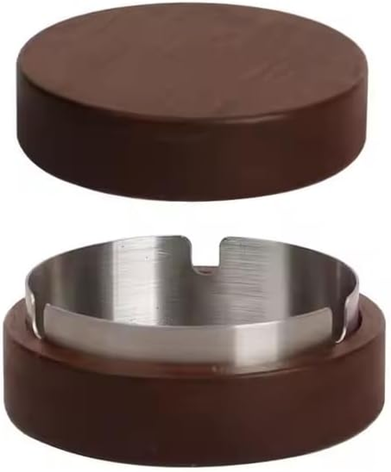 Wooden Ashtray, Ash Tray with Lid, with Stainless Steel Inner Box, Portable Decorative Ashtray for Home image number 3