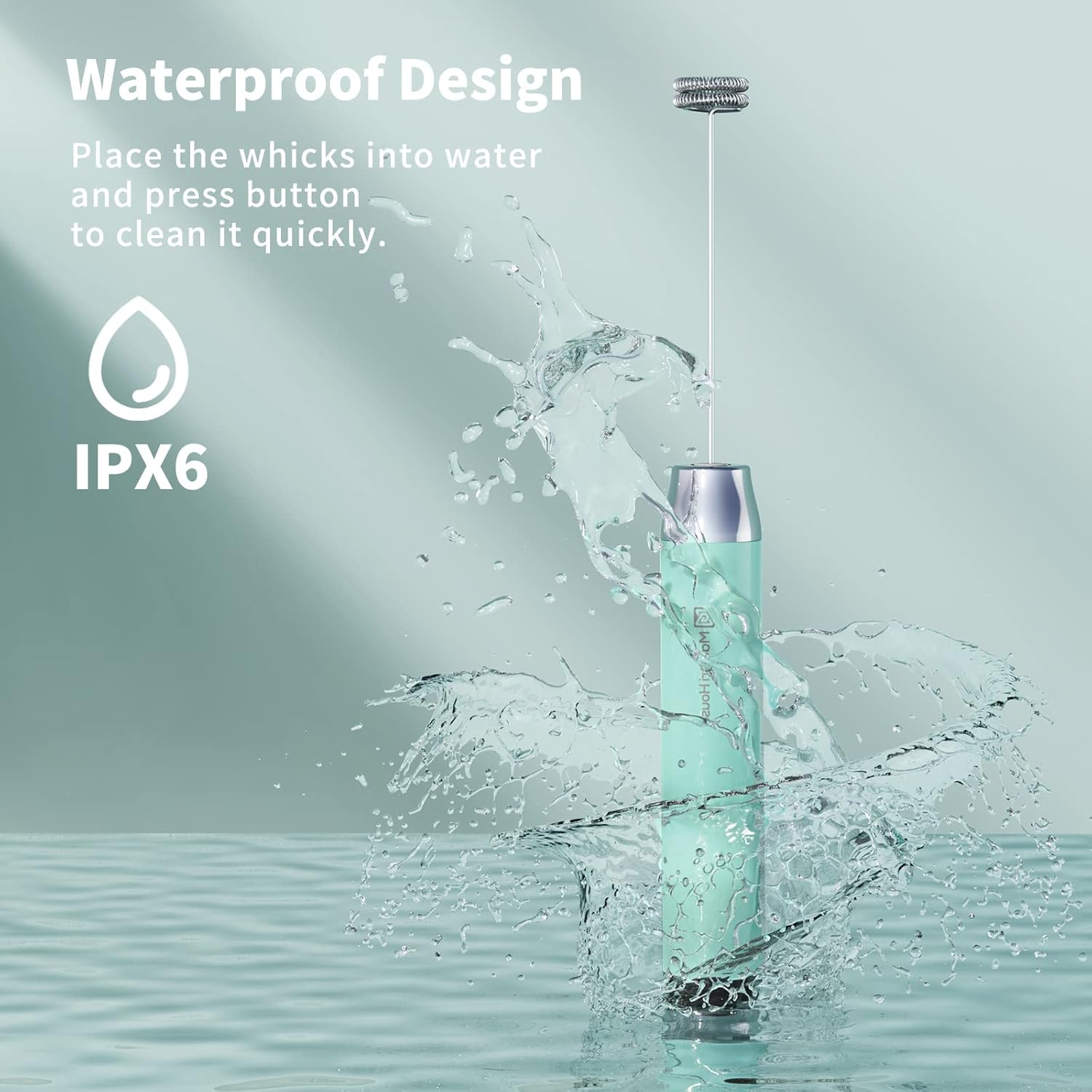 Maestri House Rechargeable Milk Frother, Handheld Electric Foam Maker Waterproof Detachable Stainless Steel Whisk Drink Mixer Foamer for Lattes, Cappuccino, No Stand, MMF-BX07-L