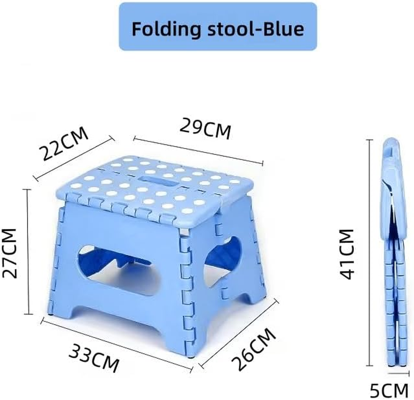 Folding Step Stool for Kids & Adults - Heavy Duty 150Kg Step Stool, 28Cm Tall Non-Slip Step Stool, Compact for Kitchen/Bathroom - Blue (LEHEGONGBA)