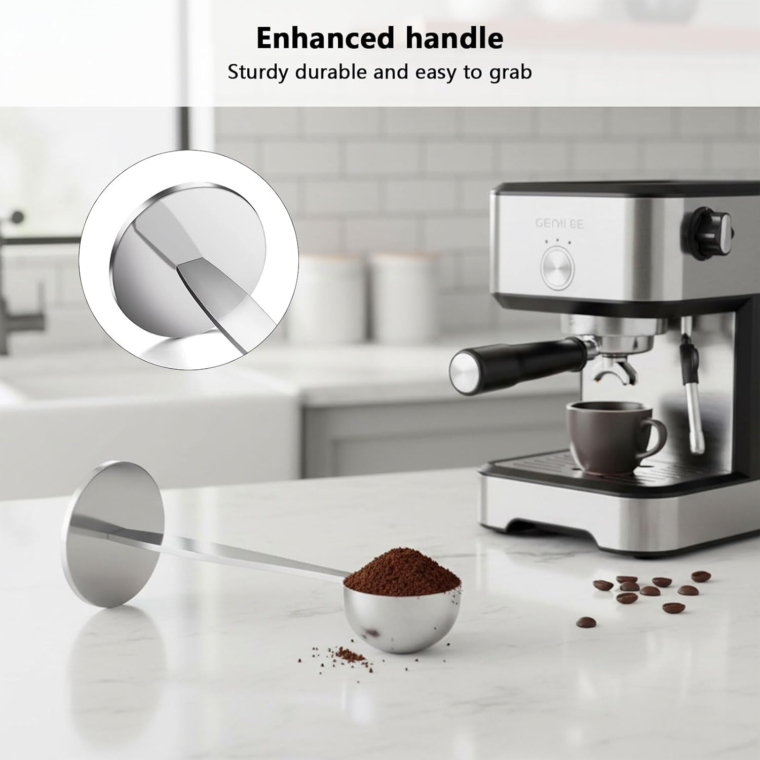 Dual-Purpose Stainless Steel Coffee Scoop and Tamper, 15Ml Measuring Spoon for Ground Coffee, Protein Powder, and Spices, Double-End Design - Ermaoo image number 2