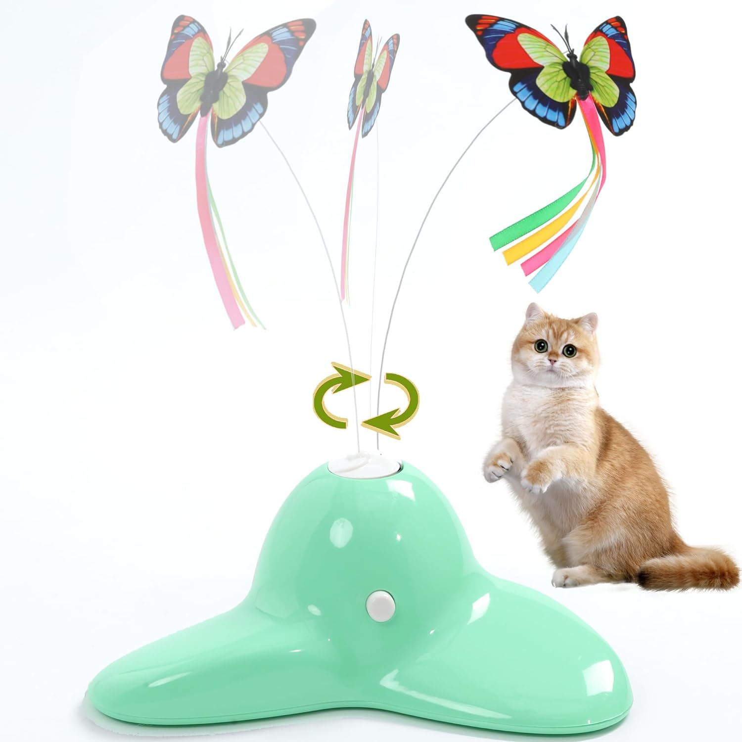Vealind Interactive Cat Electric Cat Toy with 360&deg; Rotating Butterfly, Green image number 5