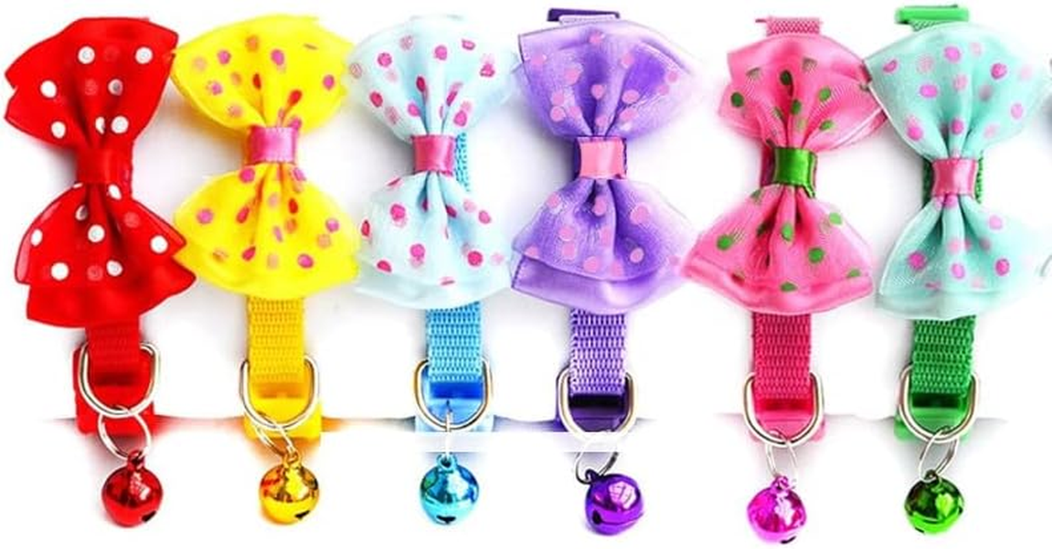 AIMALL Bow Tie Cat Dog Kitten Collar with Breakaway Safety Release Buckle & Bell, Adjustable 0.39In Width, 7.5-12.6In Neck Size image number 3