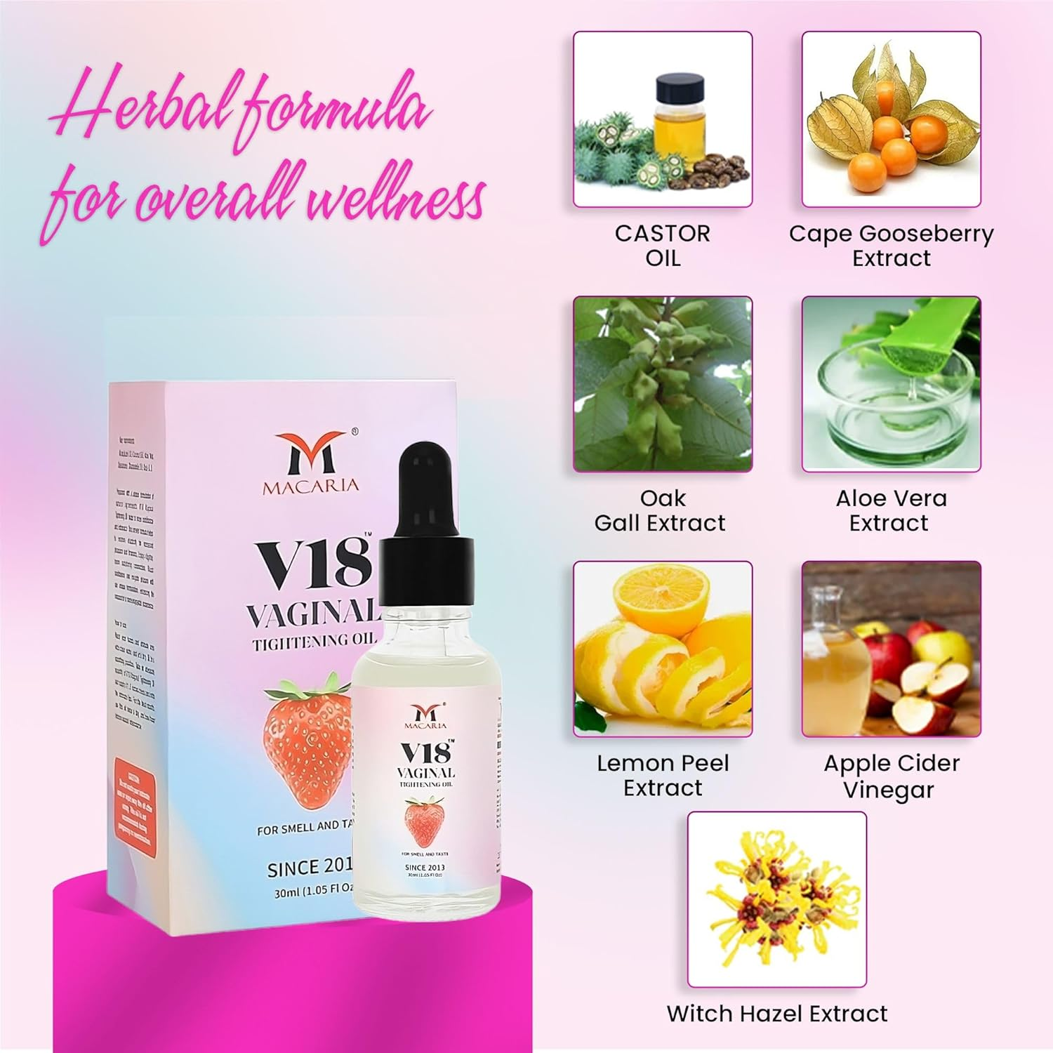 V18 Vaginal Yoni Pussy Shrink Oil (Cream Gel) for Women & Girls Smell & Taste 30Ml image number 5
